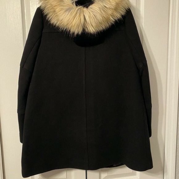 J. Crew Black Pea Coat with Faux Fur Collar - Picture 3 of 10